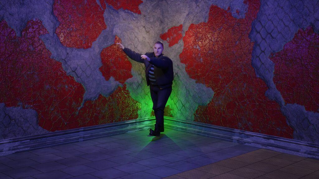 Large male in bomber jacket